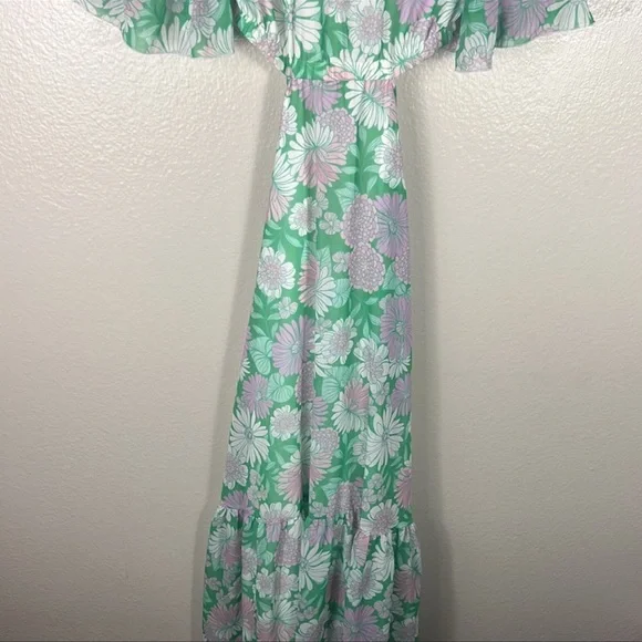 Floral Green Maxi Dress - Picture 5 of 9